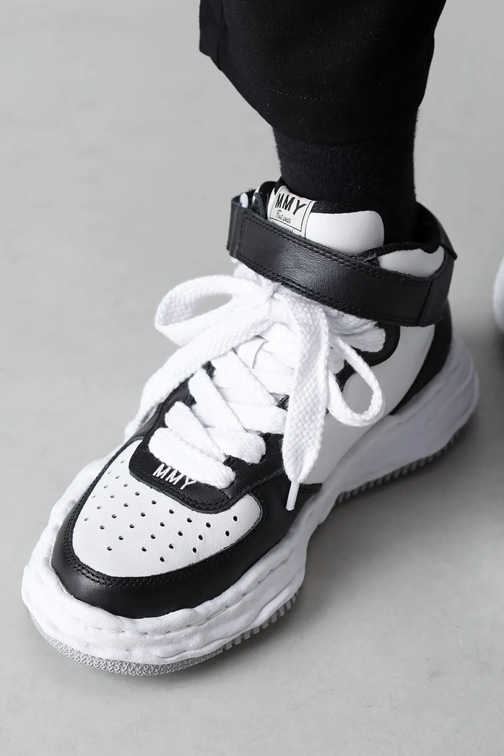 -WAYNE high- Original sole leather High-Top sneakers Black / White