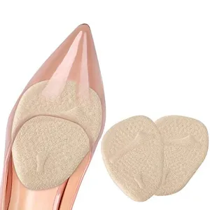 2 Pairs High Heel Shoe Insoles for Women, Haofy Anti-Slip Party Feet Shoe Gel Pads, One Size Fits All Shoes Too Big Insert Beige