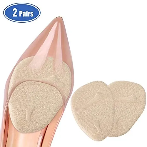 2 Pairs High Heel Shoe Insoles for Women, Haofy Anti-Slip Party Feet Shoe Gel Pads, One Size Fits All Shoes Too Big Insert Beige