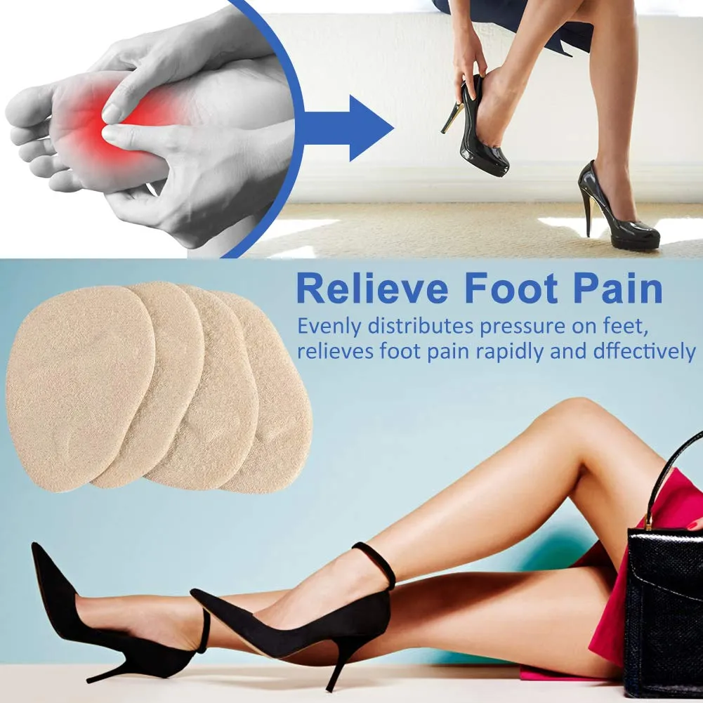 2 Pairs High Heel Shoe Insoles for Women, Haofy Anti-Slip Party Feet Shoe Gel Pads, One Size Fits All Shoes Too Big Insert Beige