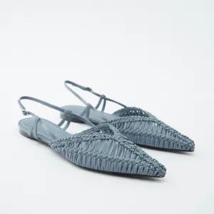 2023 Summer Weave Flat Sandals Women Pointed Toe Slingback Women Sandals Shallow Casual Ankle Buckle Gladiator Sandals For Women