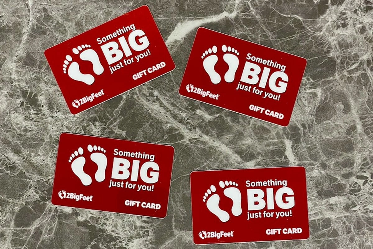 2BigFeet Physical Gift Card Comfort Function