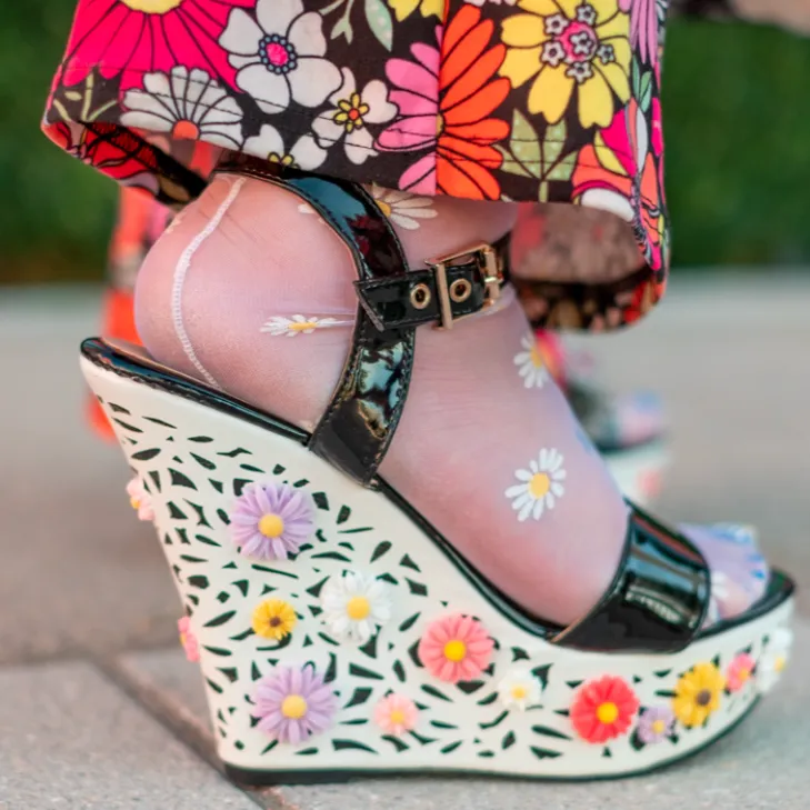 3D Flower Wedge Heels (Size 10)