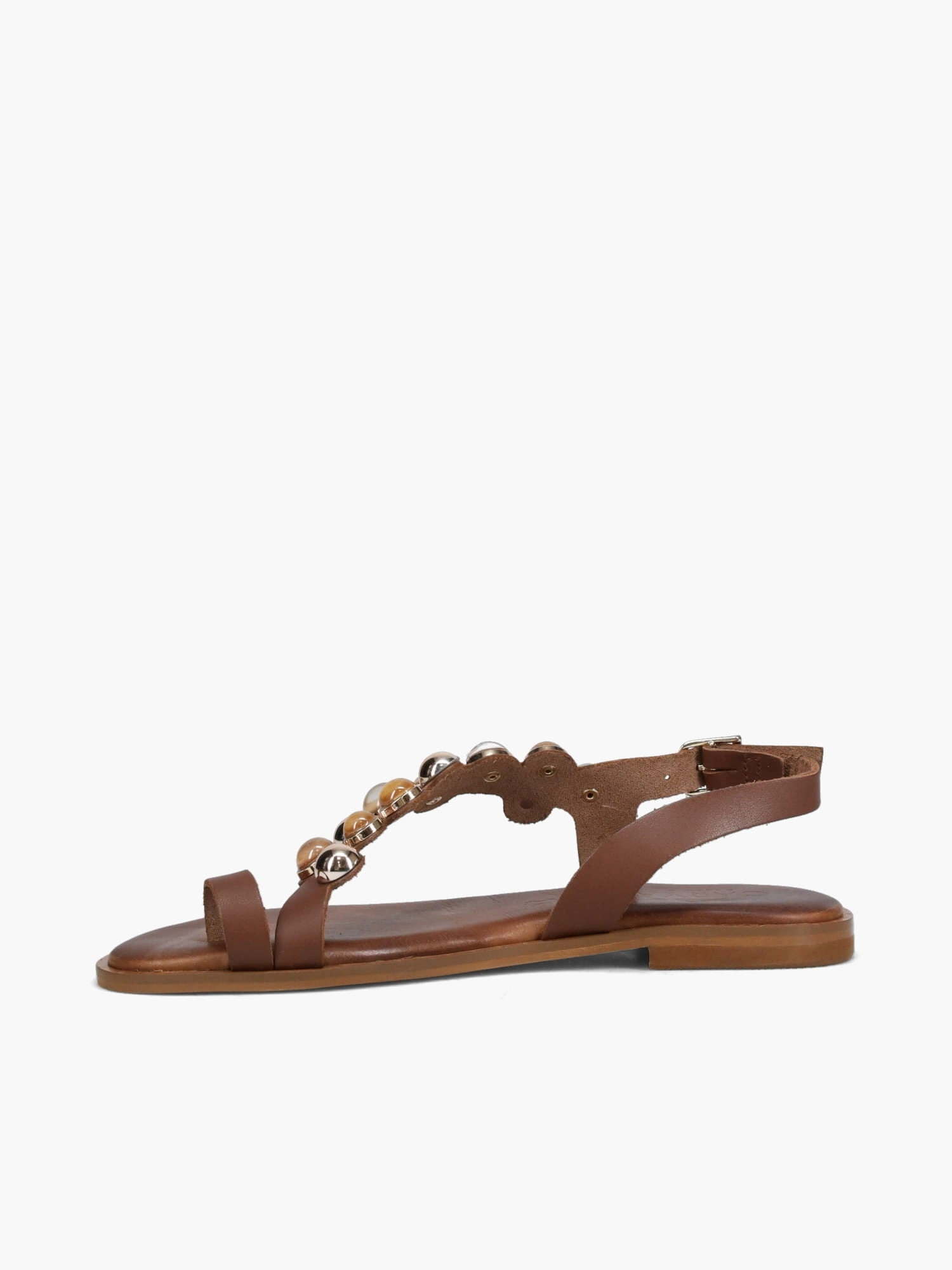 62043 Brown Leather Summer Footwear for Men