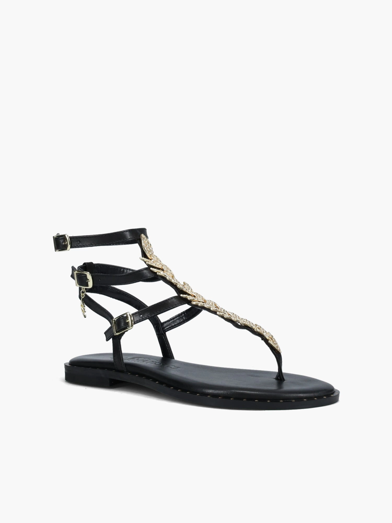 621009 Black Leather Flexible Fit Shoes Sea Fun