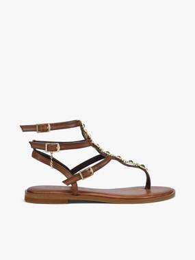 621026 Brown Leather Abrasion Resistant Sole Preppy Pop Wraparound Strap 621026 Brown Leather