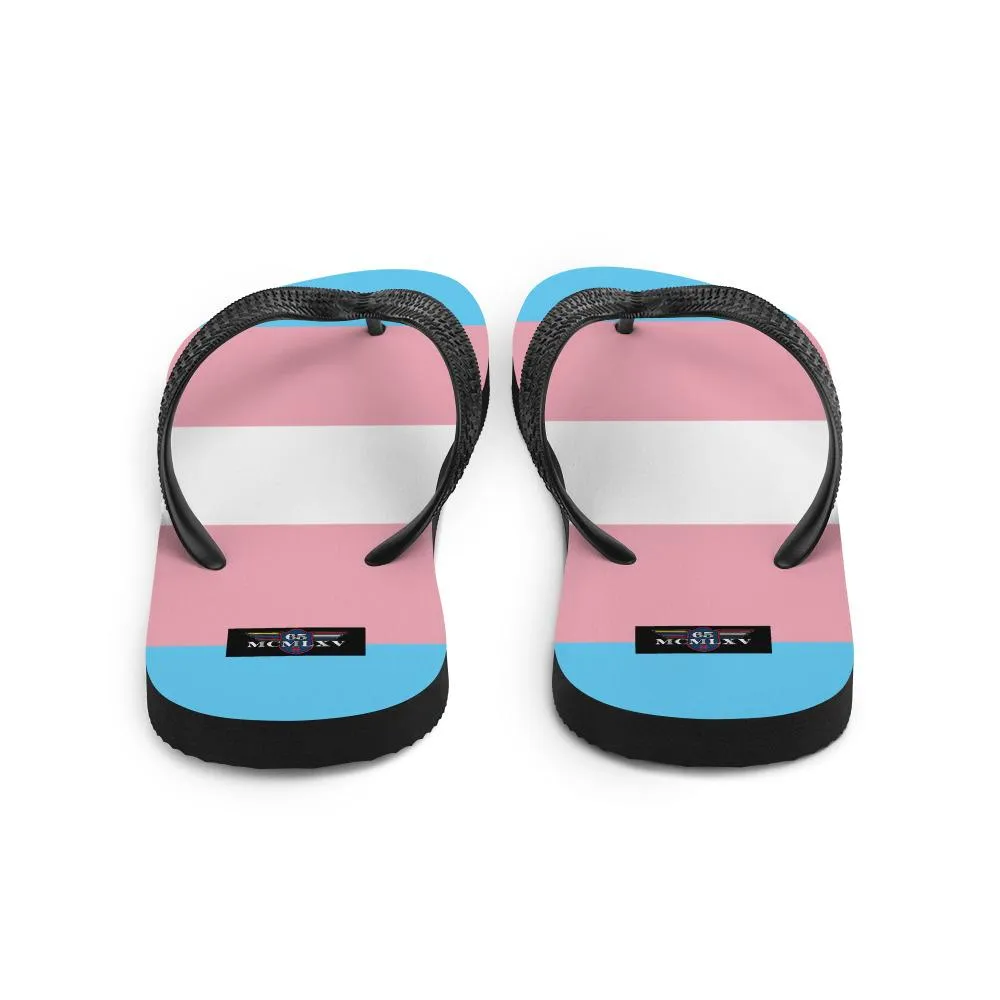 65 MCMLXV Unisex LGBT Transgender Pride Flag Print Flip-Flops