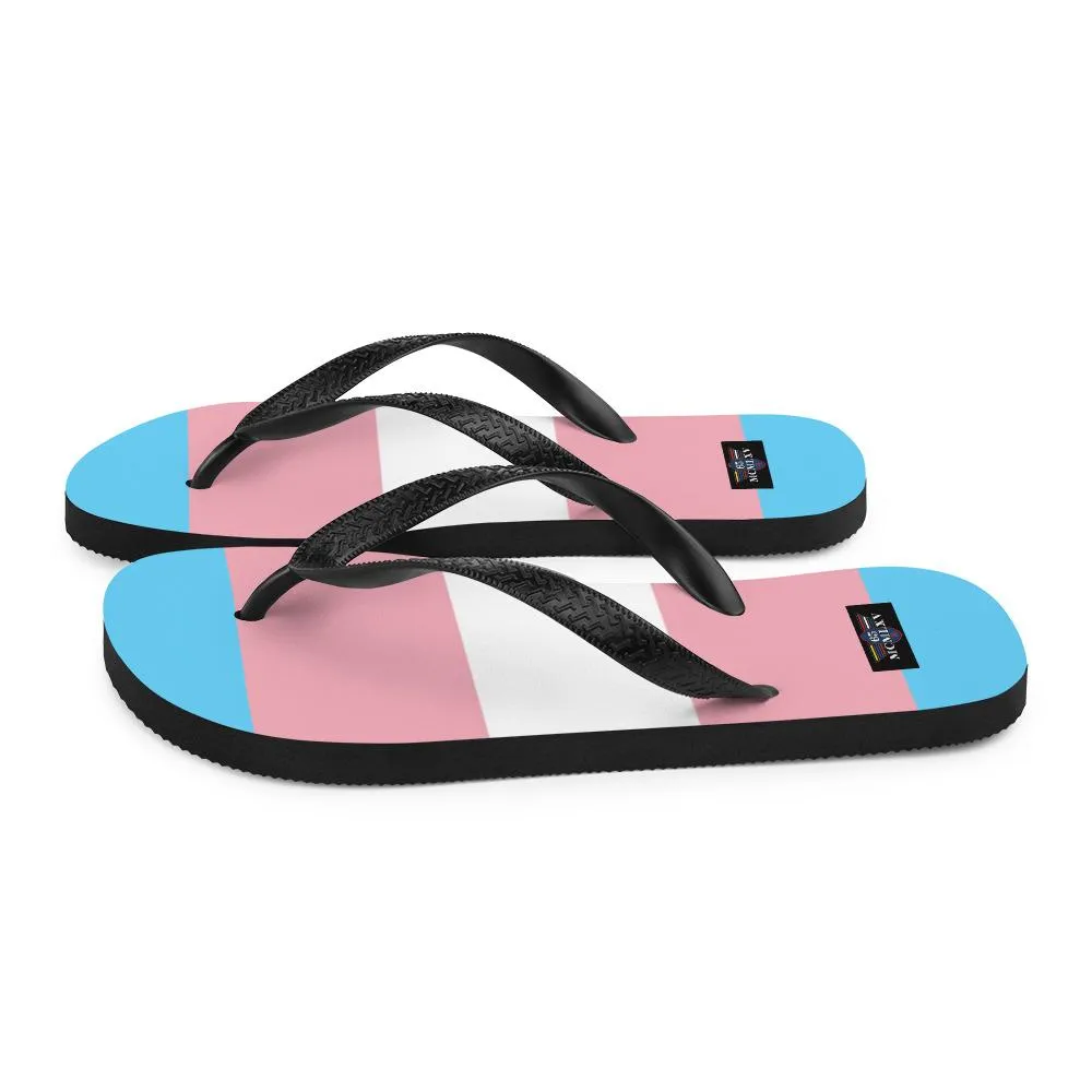 65 MCMLXV Unisex LGBT Transgender Pride Flag Print Flip-Flops