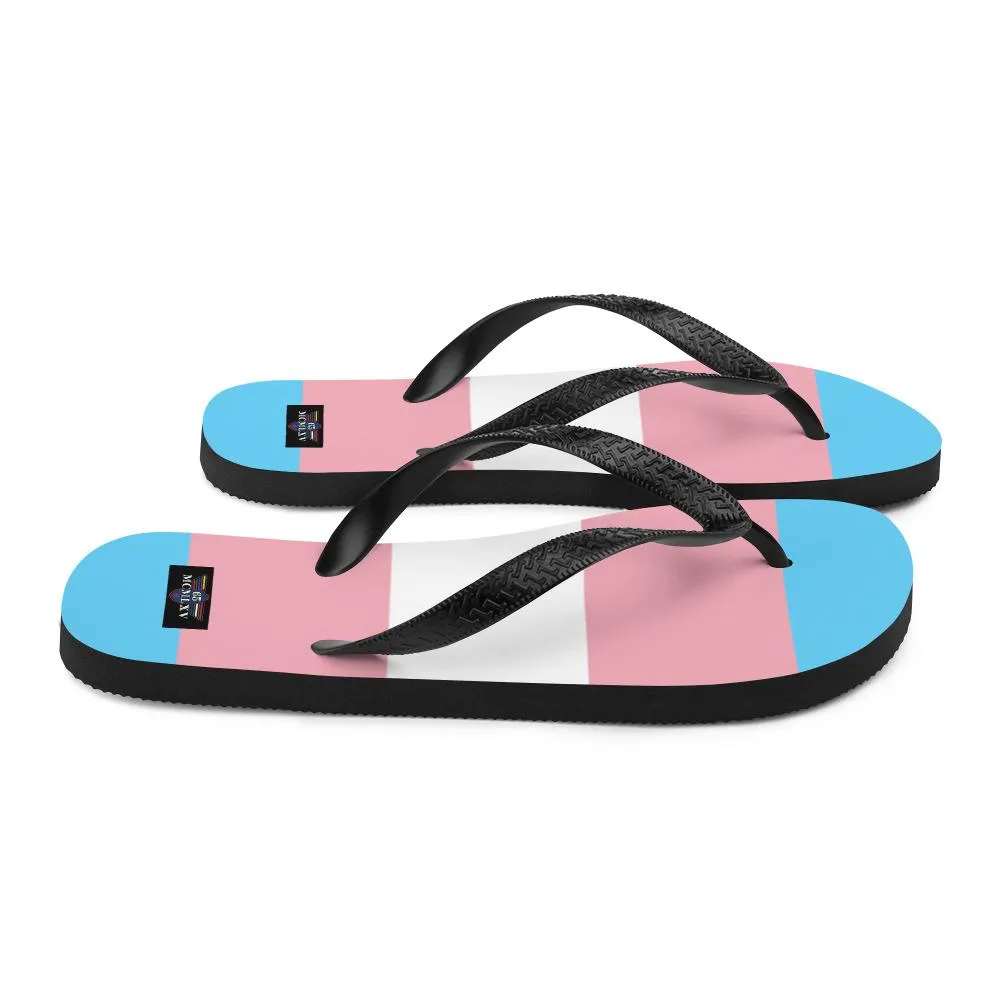 65 MCMLXV Unisex LGBT Transgender Pride Flag Print Flip-Flops