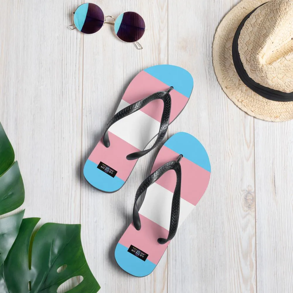65 MCMLXV Unisex LGBT Transgender Pride Flag Print Flip-Flops