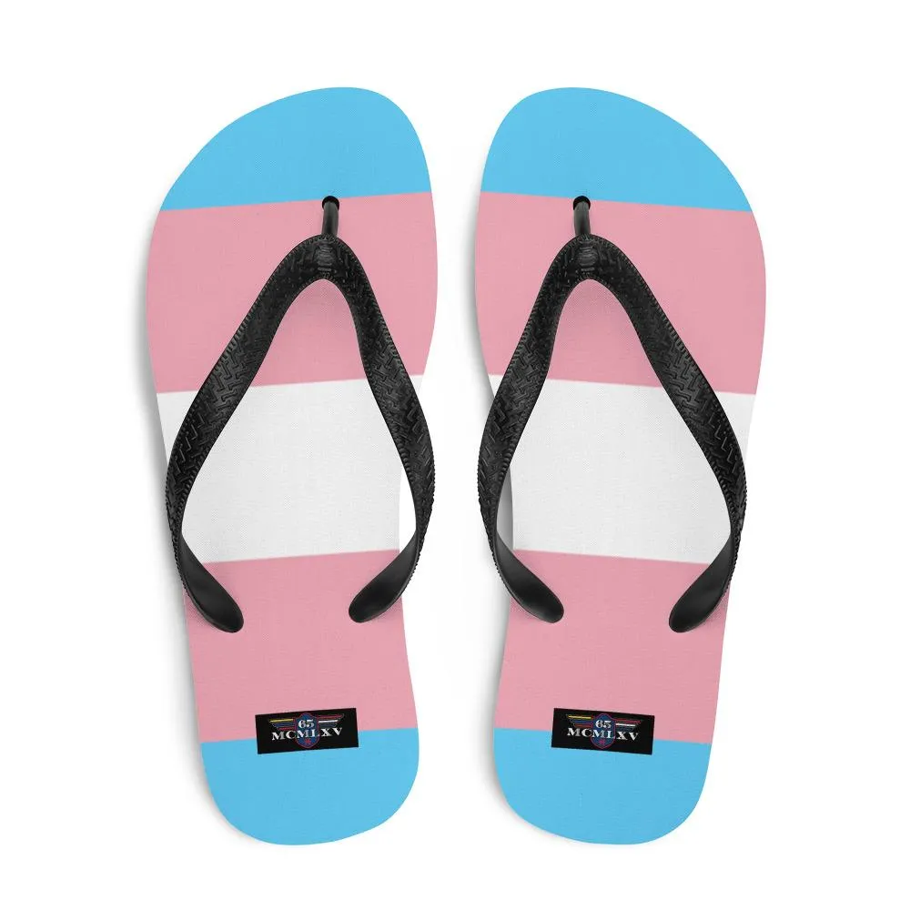 65 MCMLXV Unisex LGBT Transgender Pride Flag Print Flip-Flops