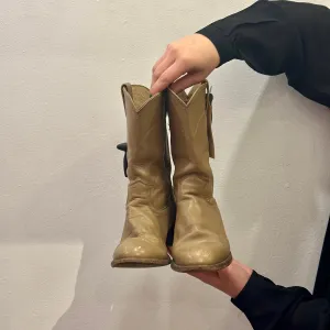 70s Justin Beige Leather Western Roper Boots