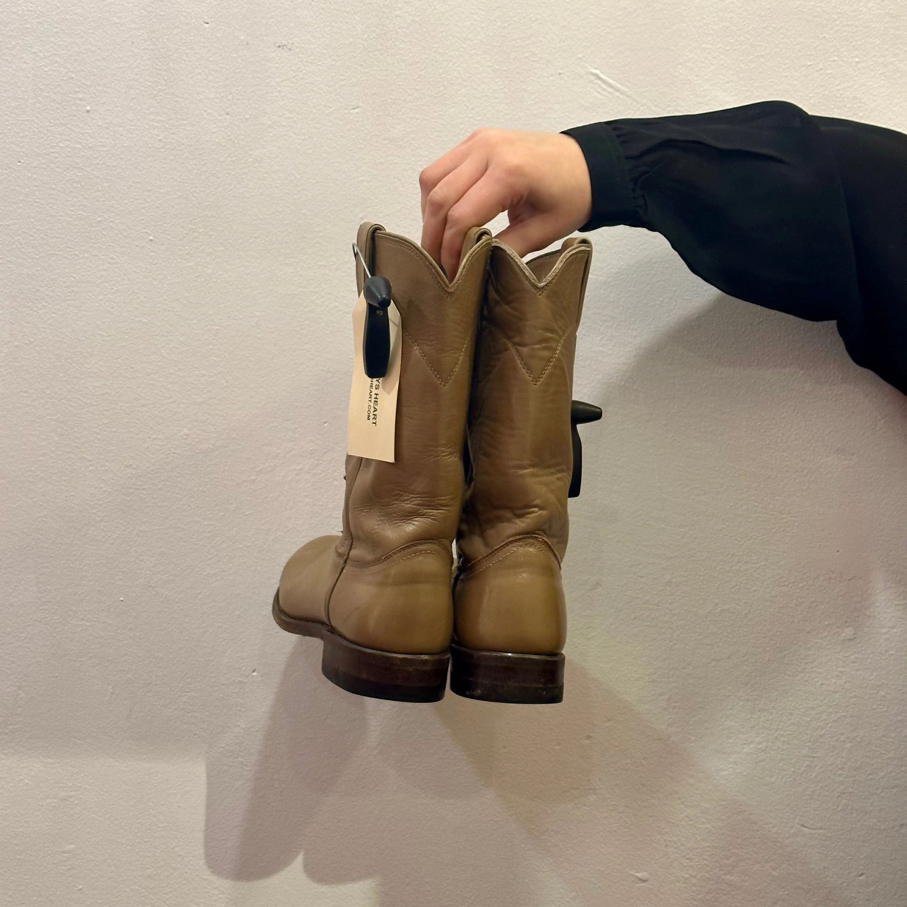 70s Justin Beige Leather Western Roper Boots