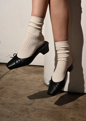 Abrasion Protection Basilio Heeled Mule - Black Vibrant lining Contoured Heel Cup Basilio Heeled Mule - Black