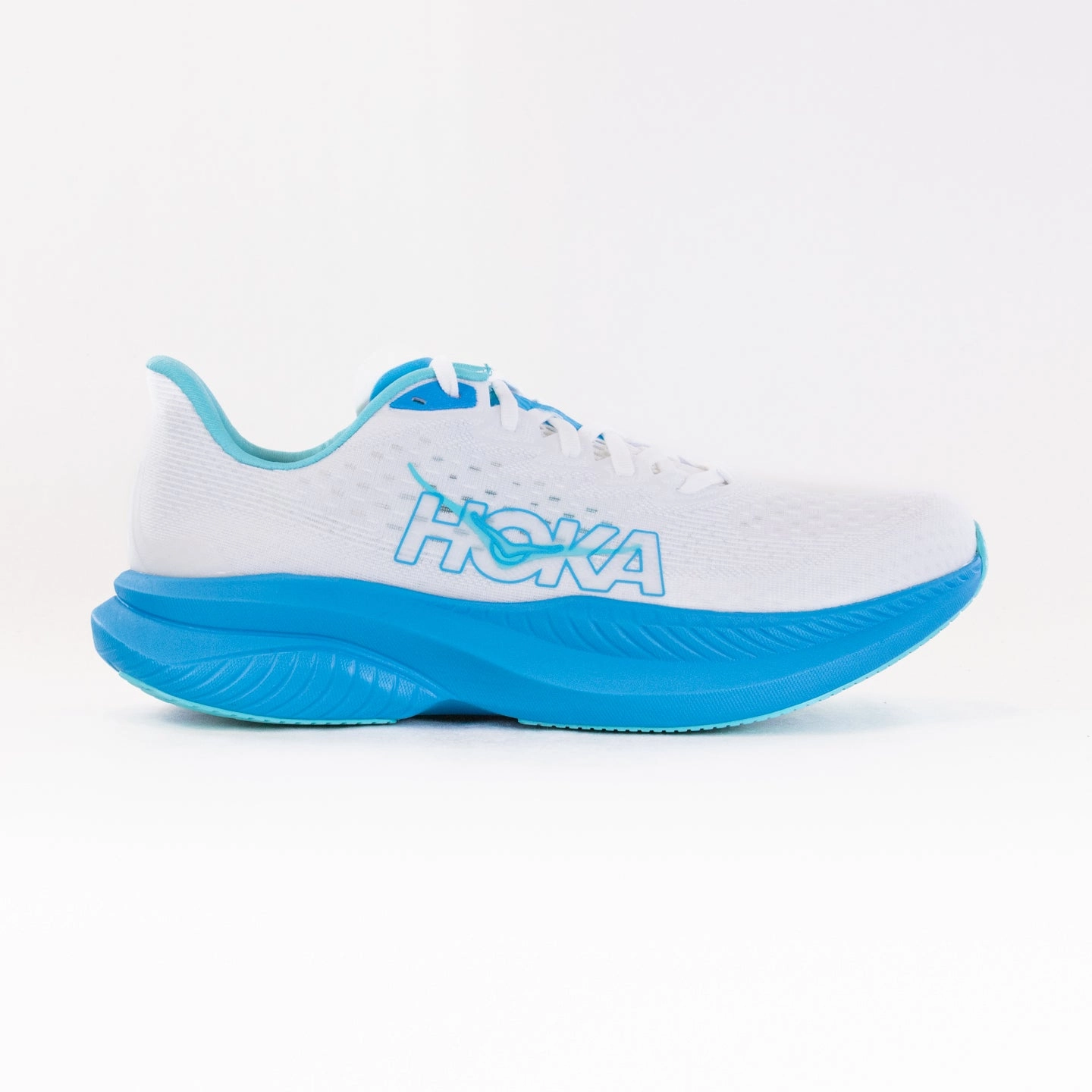 Hoka Mach 6 (Men's) -White/Skyward Blue Grip Hike