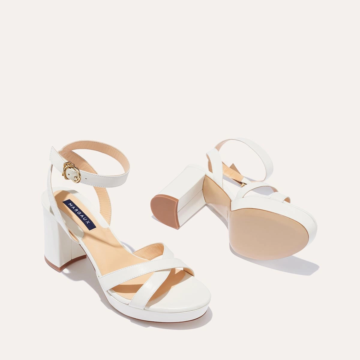 The Platform Sandal - Ivory Nappa Lace Up System Contoured Foot Shape