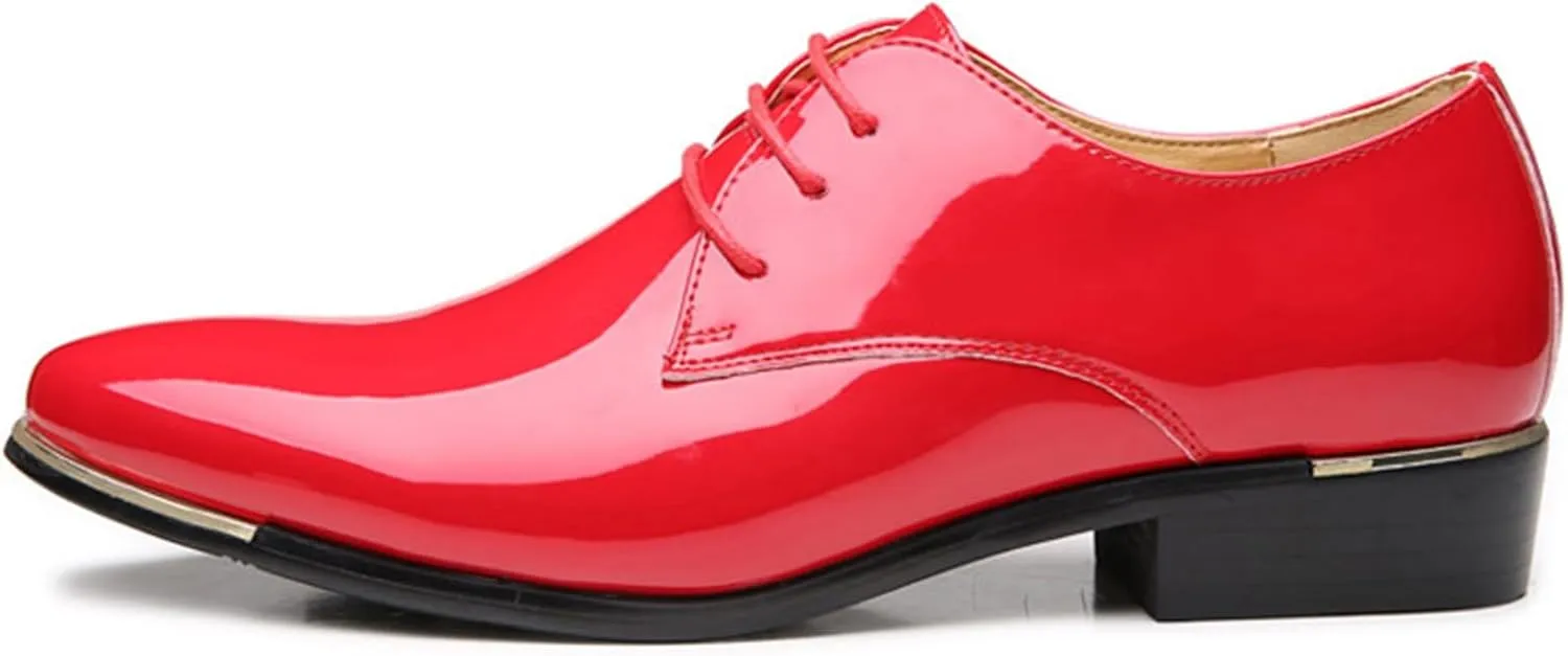 ADMLZQQ Men's Dress Shoes Casual Patent Leather Shoes Business Formal Shoes
