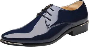ADMLZQQ Men's Dress Shoes Casual Patent Leather Shoes Business Formal Shoes