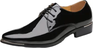 ADMLZQQ Men's Dress Shoes Casual Patent Leather Shoes Business Formal Shoes
