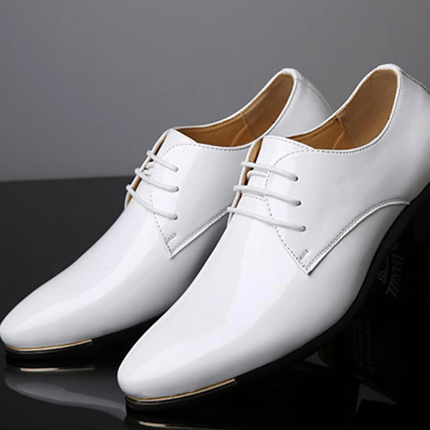 ADMLZQQ Men's Dress Shoes Casual Patent Leather Shoes Business Formal Shoes