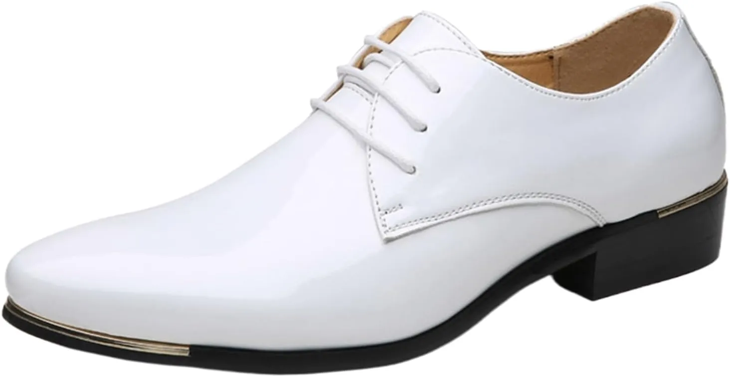 ADMLZQQ Men's Dress Shoes Casual Patent Leather Shoes Business Formal Shoes