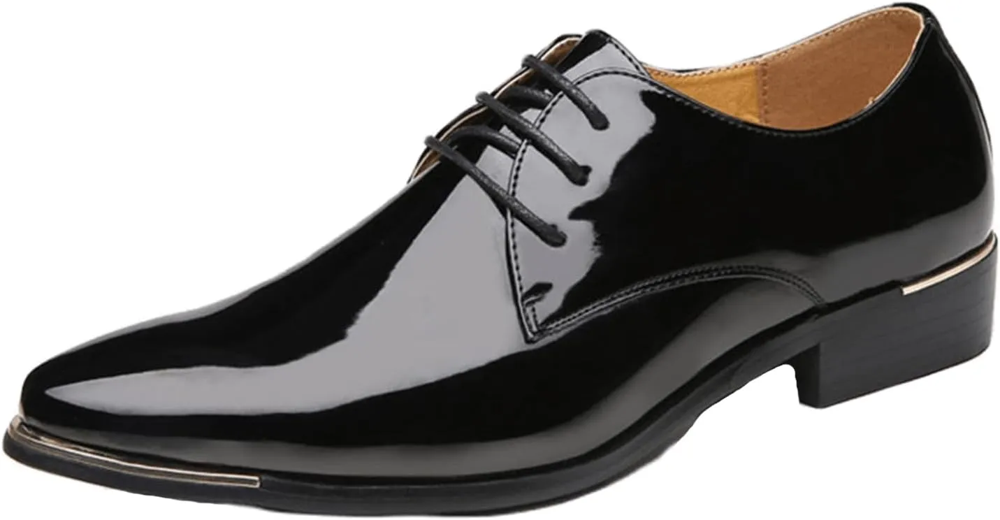 ADMLZQQ Men's Dress Shoes Casual Patent Leather Shoes Business Formal Shoes