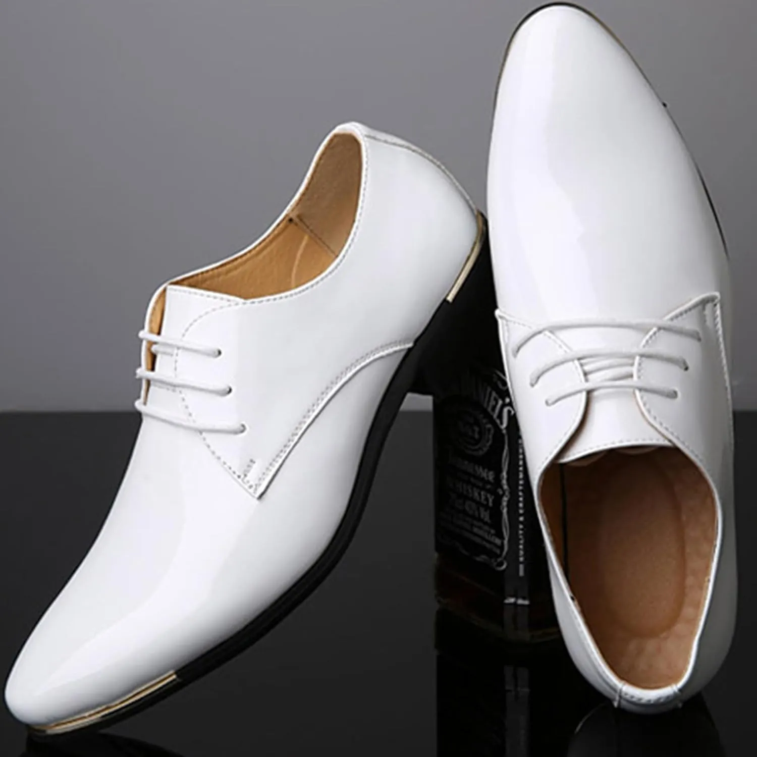 ADMLZQQ Men's Dress Shoes Casual Patent Leather Shoes Business Formal Shoes