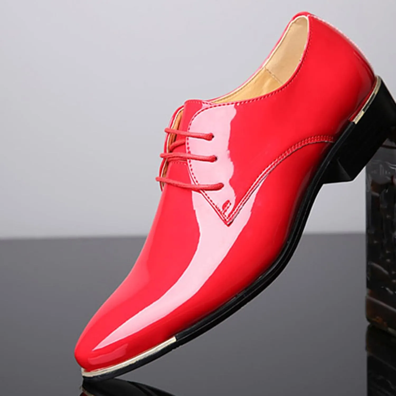 ADMLZQQ Men's Dress Shoes Casual Patent Leather Shoes Business Formal Shoes