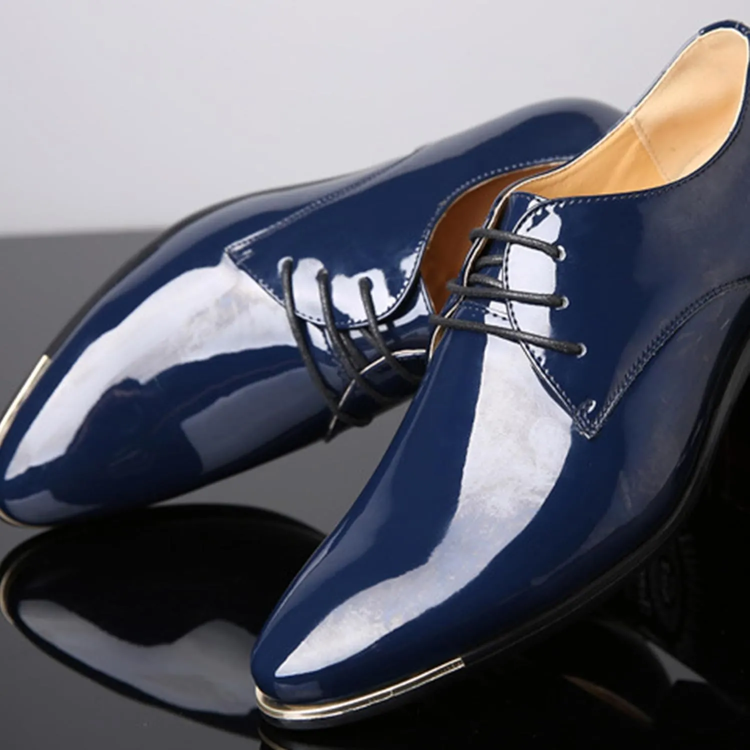 ADMLZQQ Men's Dress Shoes Casual Patent Leather Shoes Business Formal Shoes