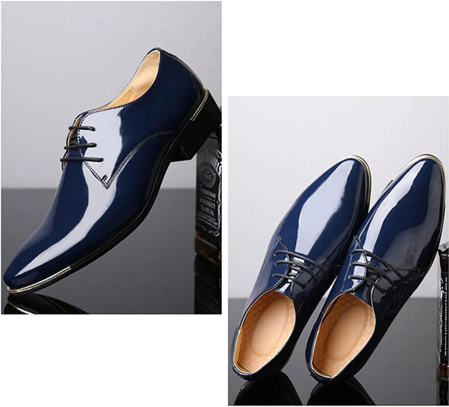 ADMLZQQ Men's Dress Shoes Casual Patent Leather Shoes Business Formal Shoes