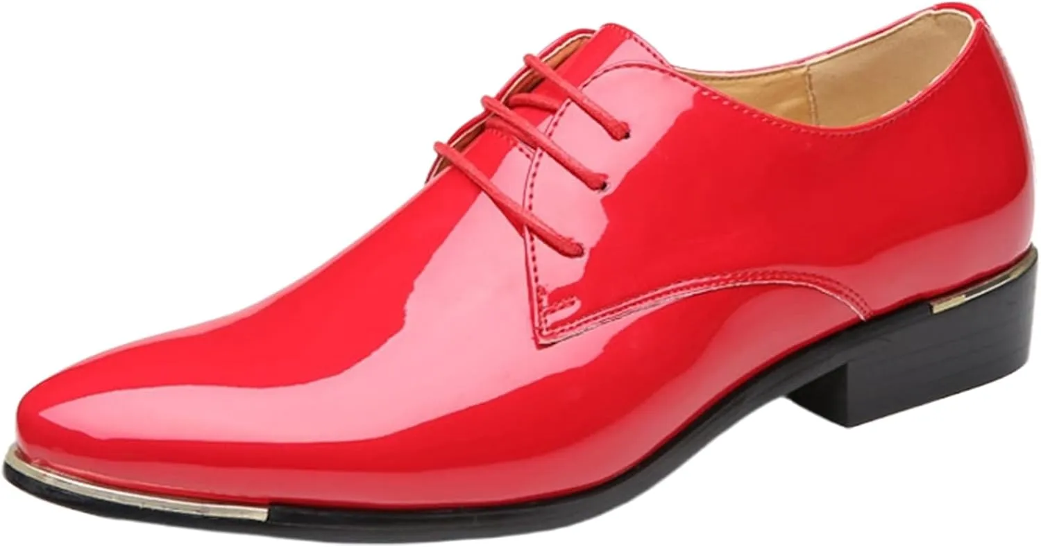 ADMLZQQ Men's Dress Shoes Casual Patent Leather Shoes Business Formal Shoes