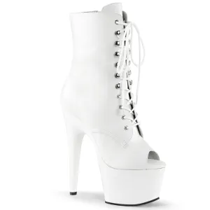 ADORE-1021 Pleaser White Faux Leather Exotic Dancing Ankle Boots