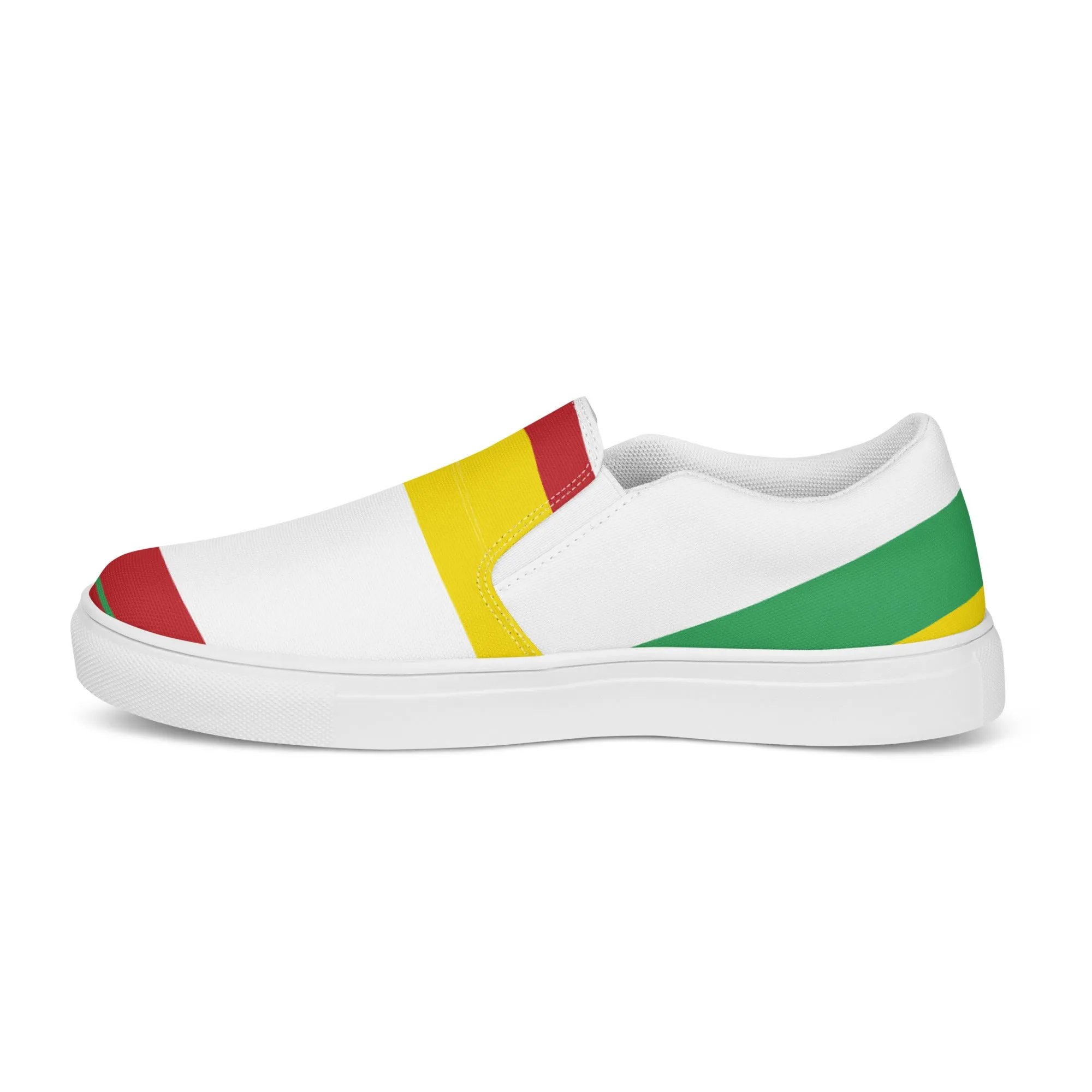 AFRICA STRIPES Men’s Slip-On Canvas Shoes (White)