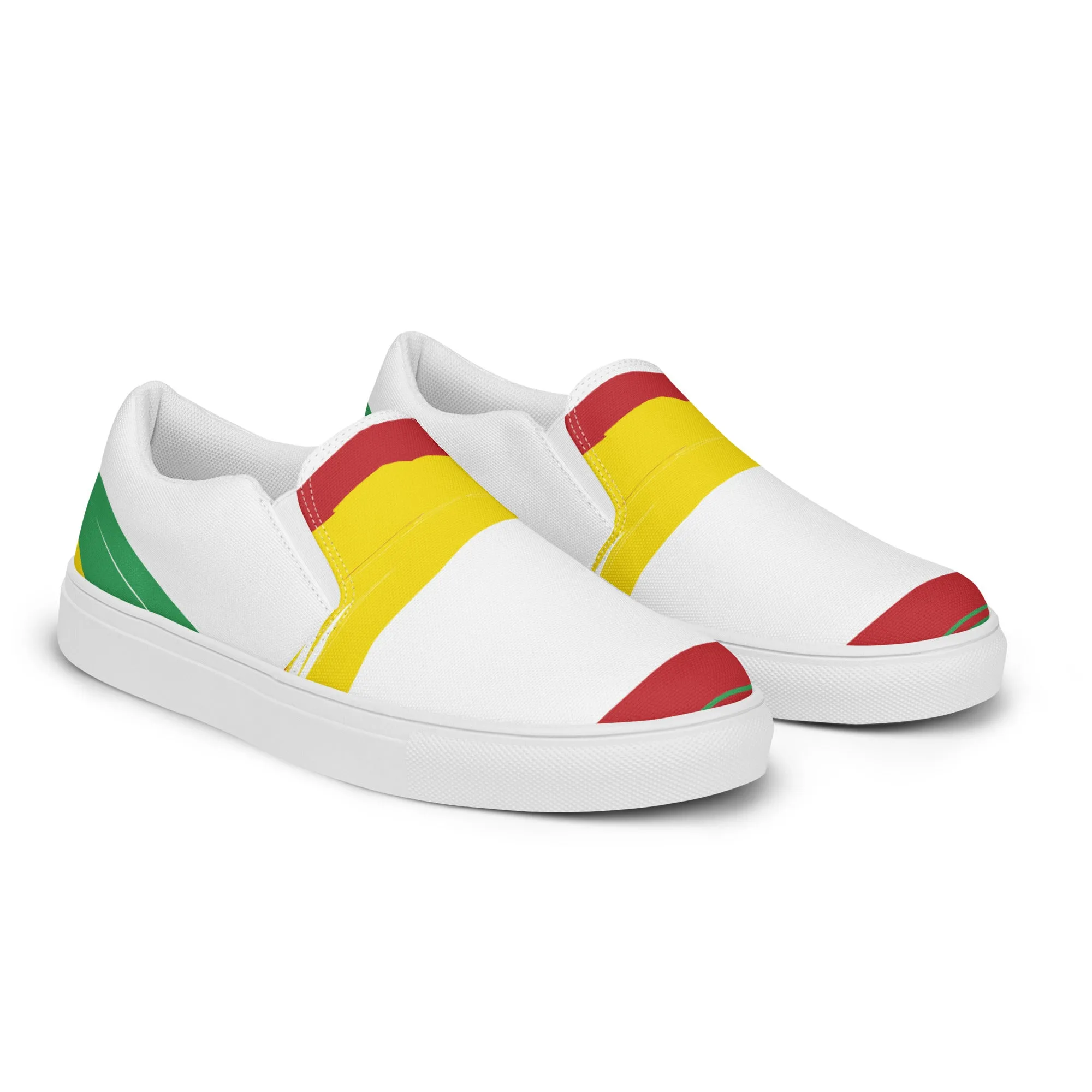 AFRICA STRIPES Men’s Slip-On Canvas Shoes (White)