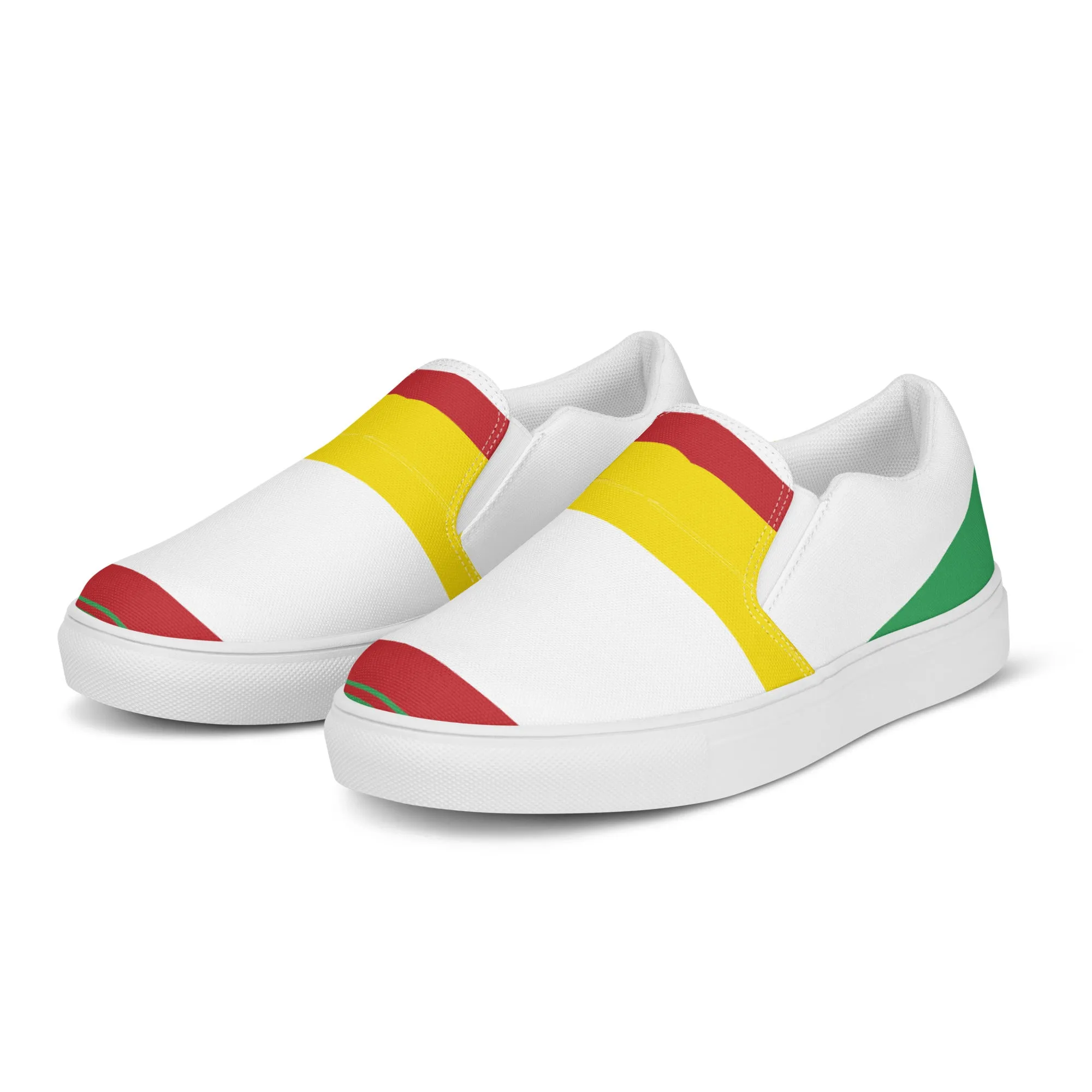 AFRICA STRIPES Men’s Slip-On Canvas Shoes (White)