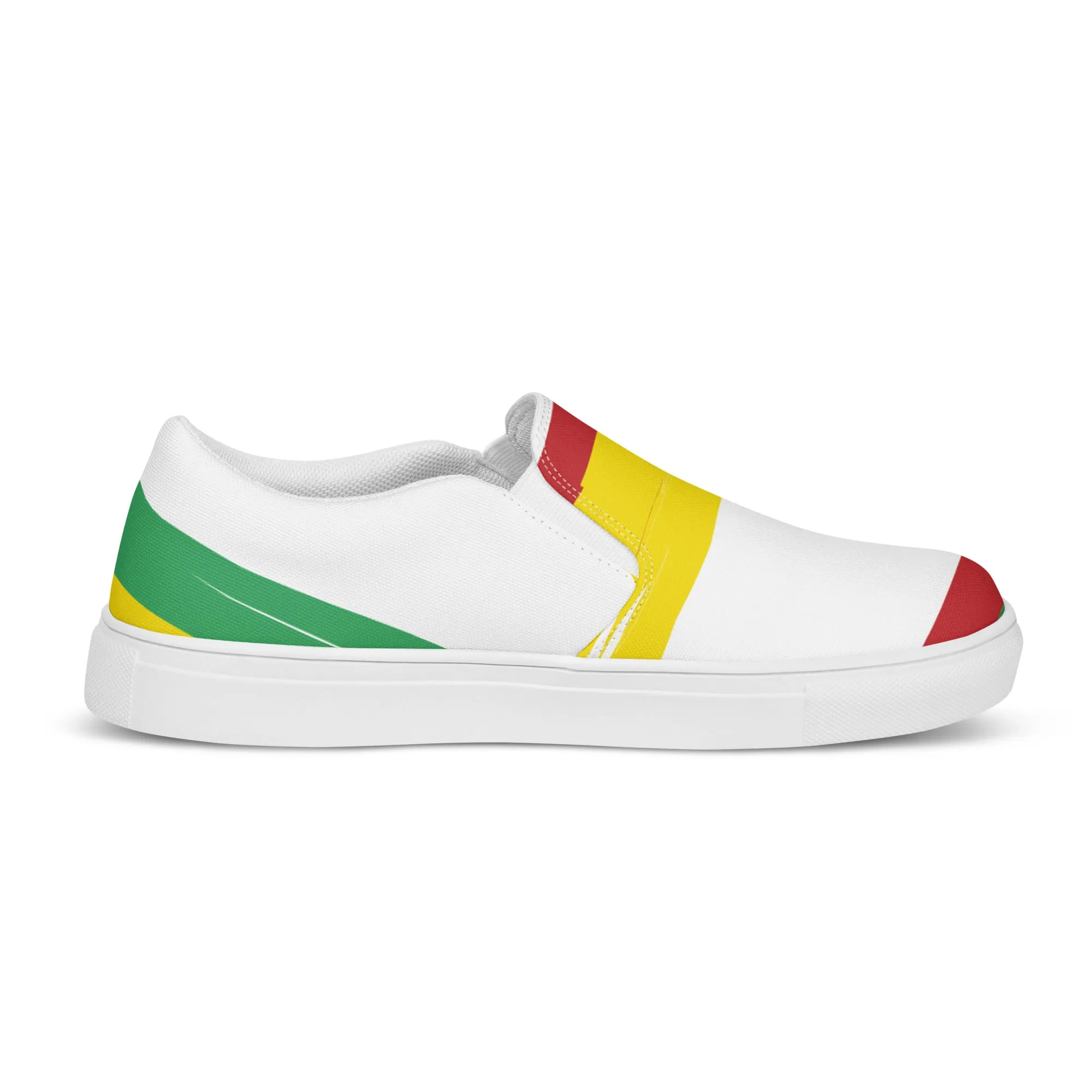 AFRICA STRIPES Men’s Slip-On Canvas Shoes (White)