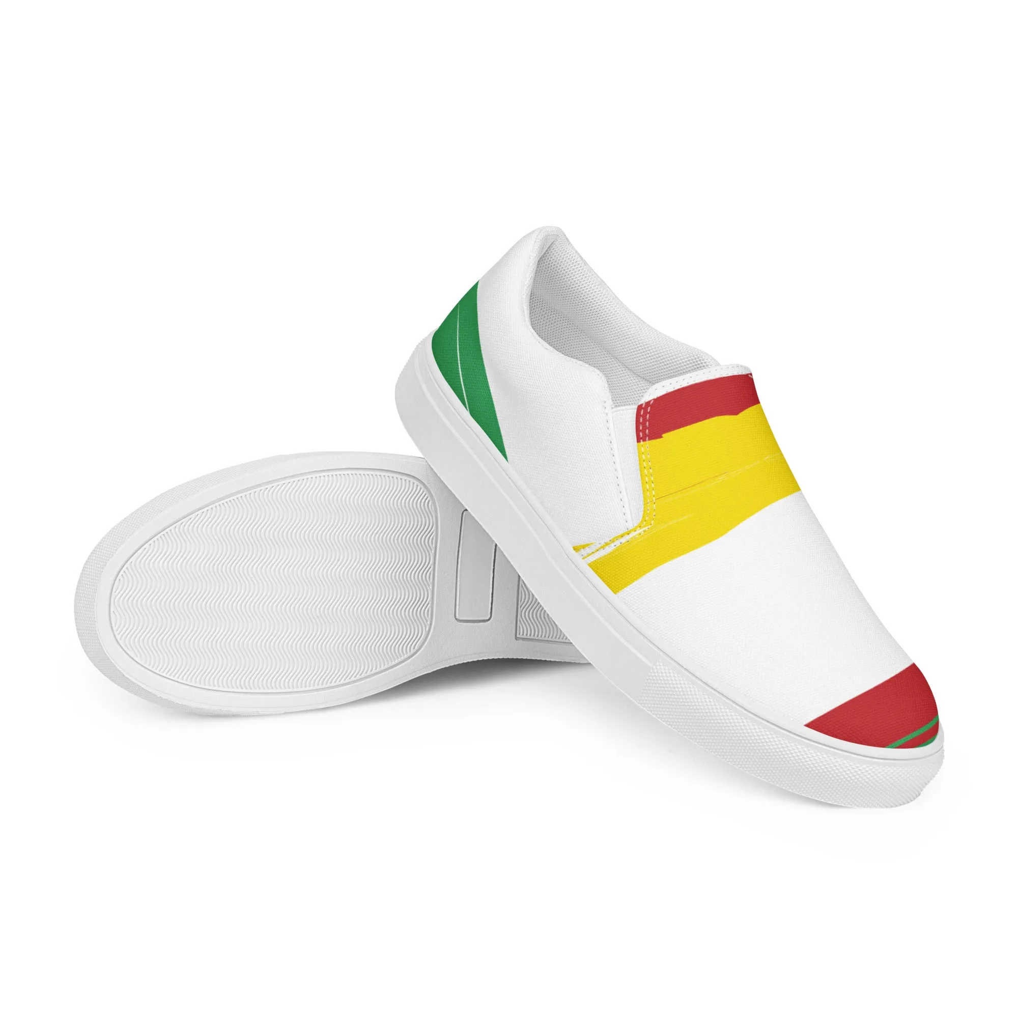 AFRICA STRIPES Men’s Slip-On Canvas Shoes (White)