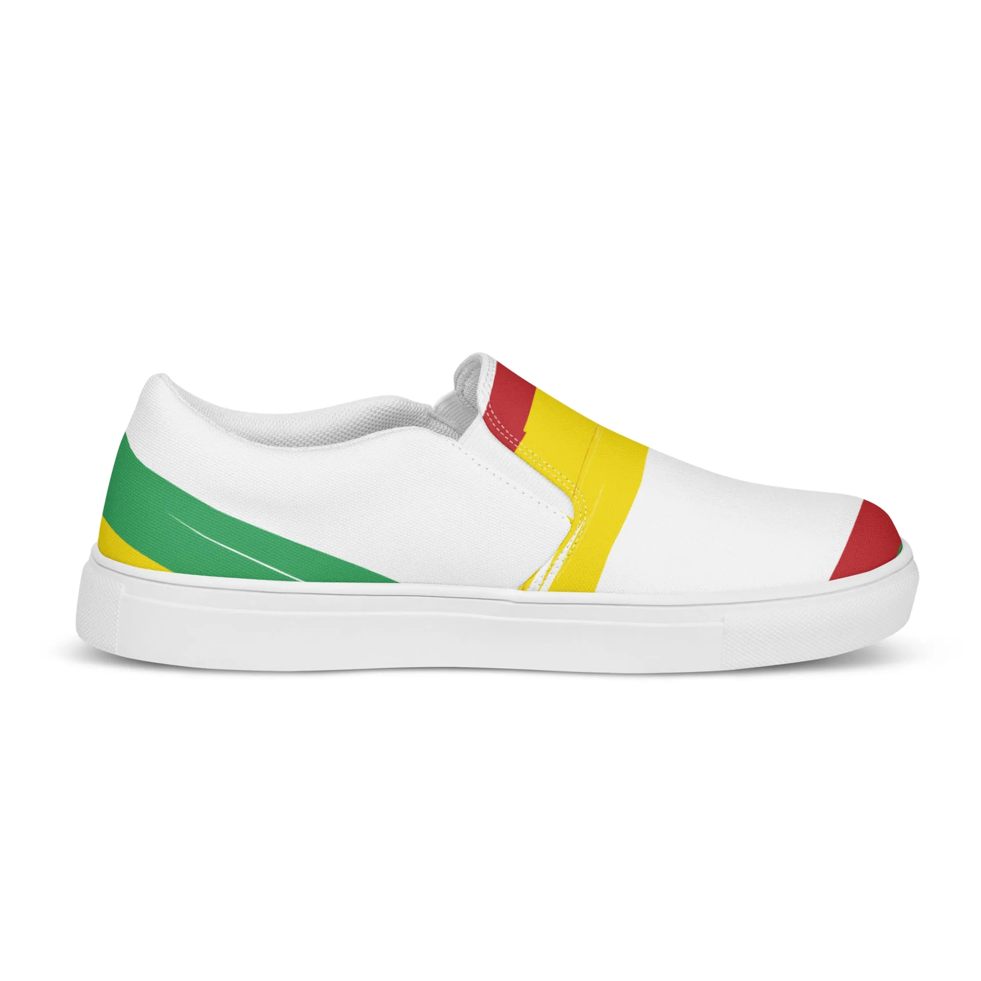 AFRICA STRIPES Men’s Slip-On Canvas Shoes (White)