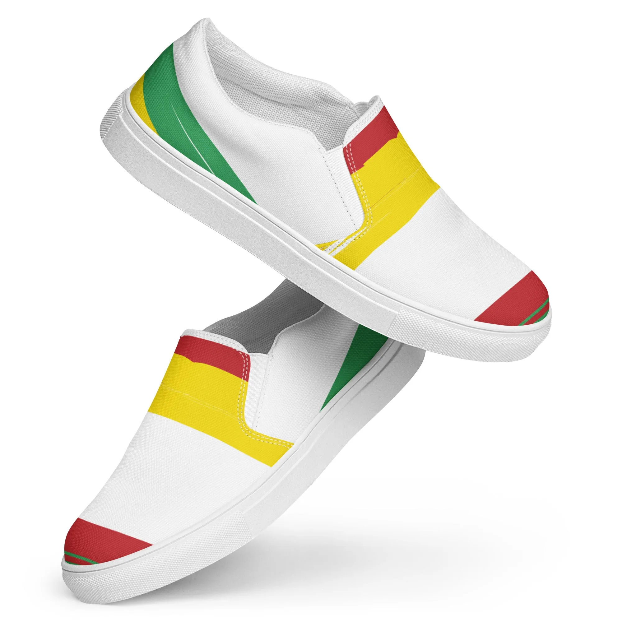 AFRICA STRIPES Men’s Slip-On Canvas Shoes (White)