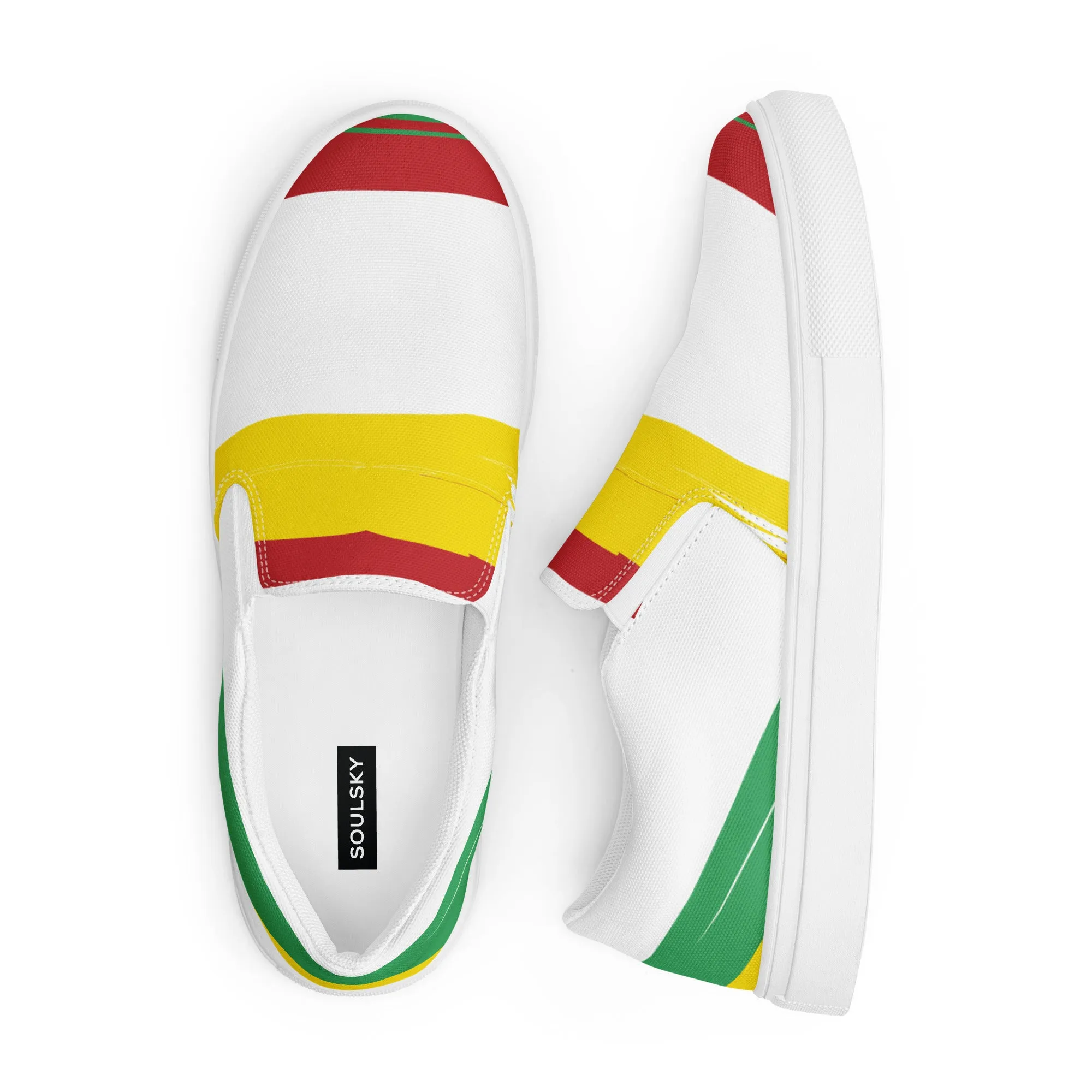 AFRICA STRIPES Men’s Slip-On Canvas Shoes (White)