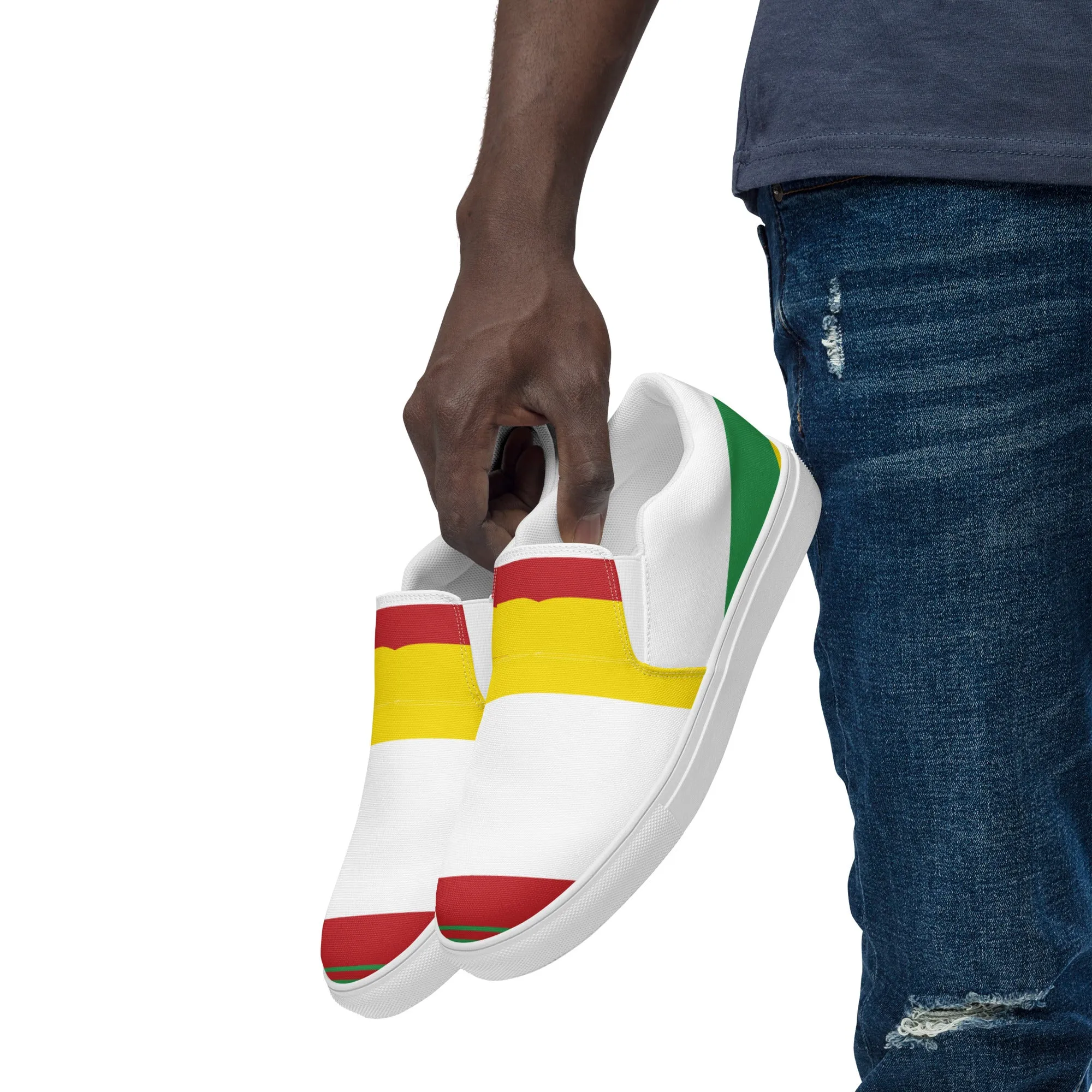 AFRICA STRIPES Men’s Slip-On Canvas Shoes (White)