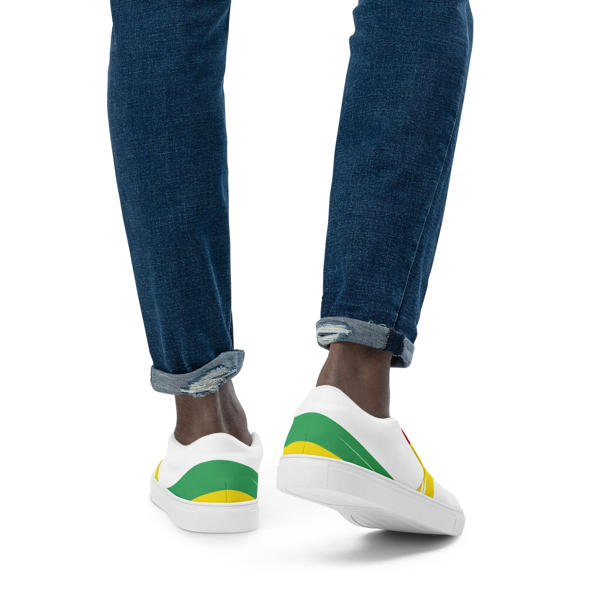 AFRICA STRIPES Men’s Slip-On Canvas Shoes (White)