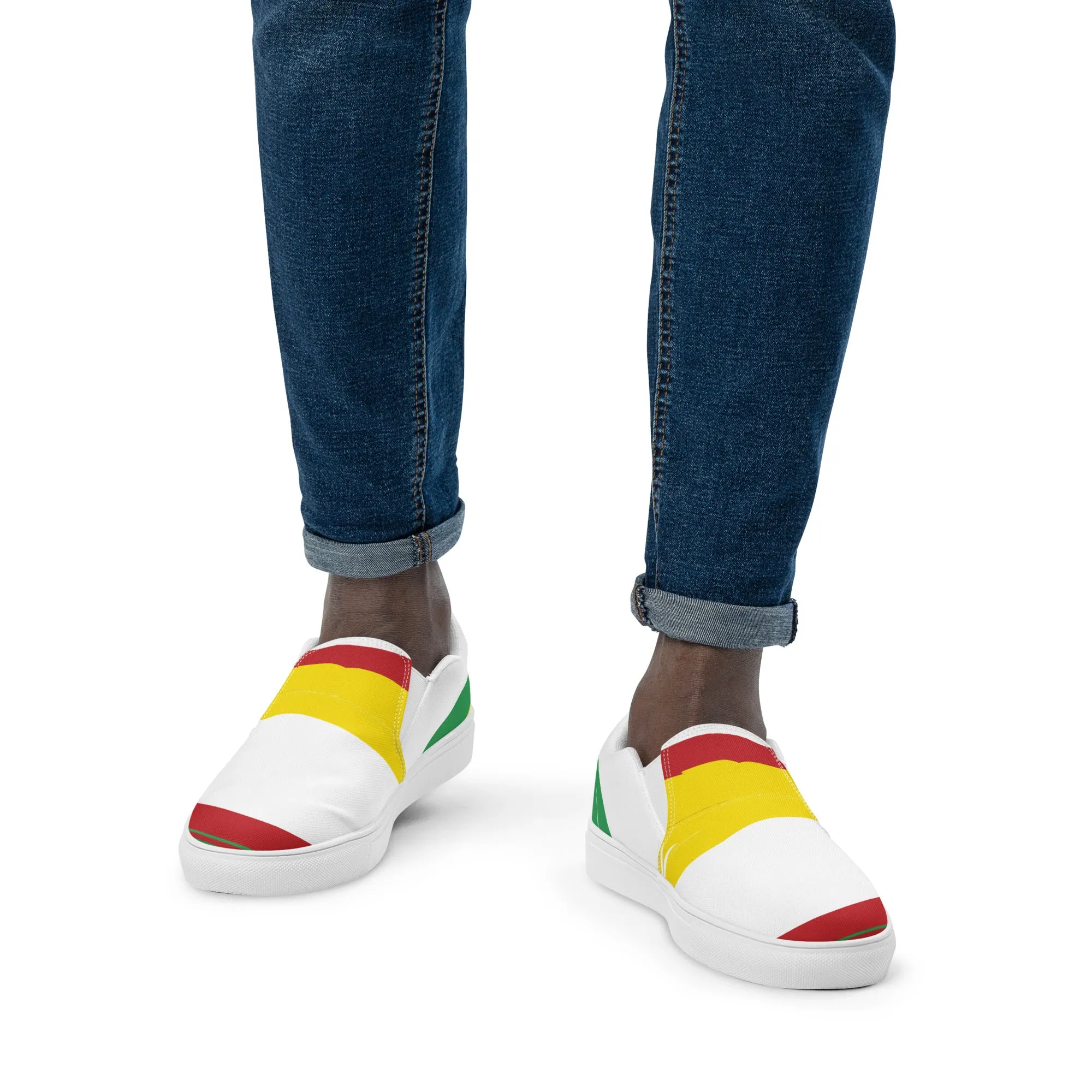 AFRICA STRIPES Men’s Slip-On Canvas Shoes (White)