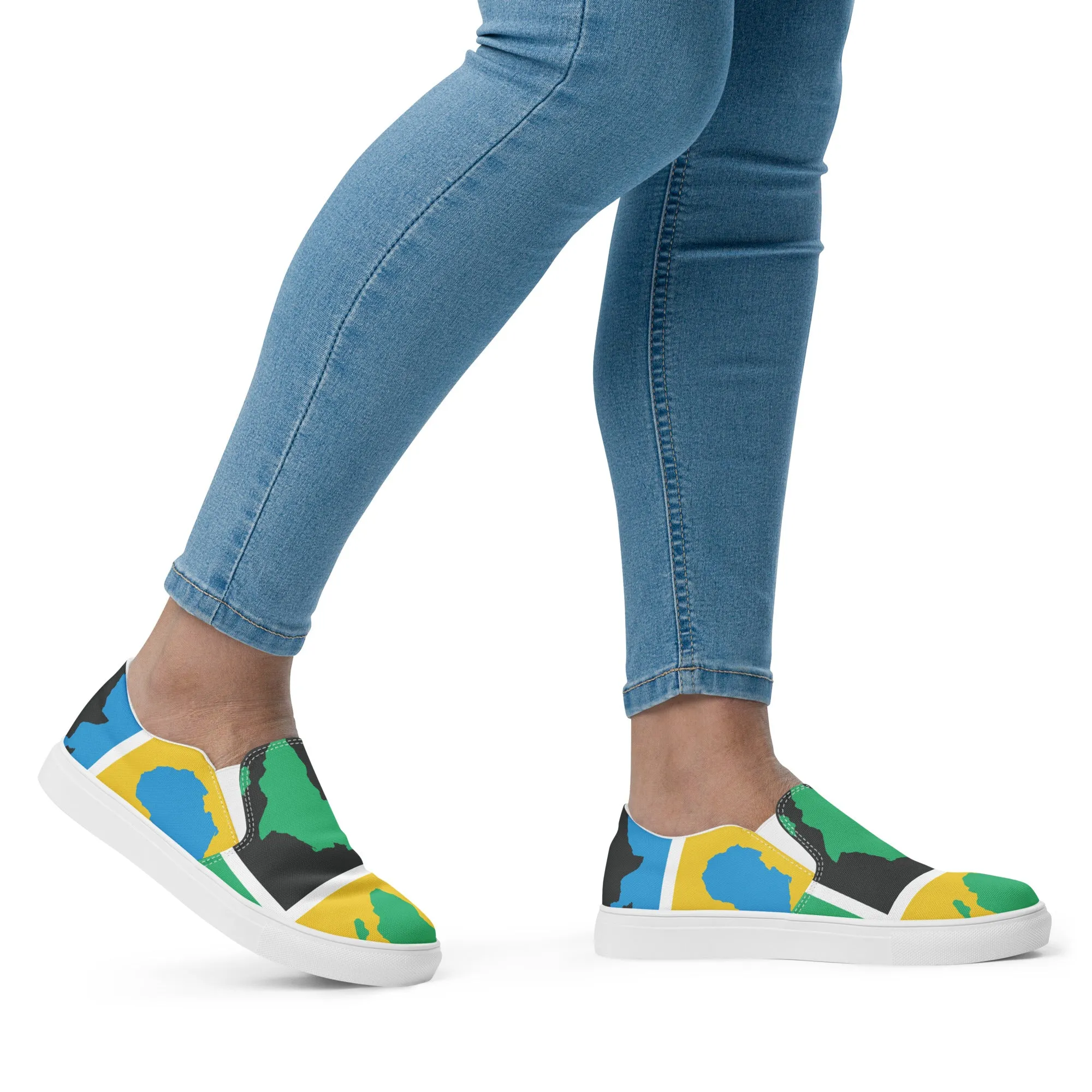 AFRICA WARHOL Women’s Slip-On Canvas Shoes (Yellow, Green, Turquoise)