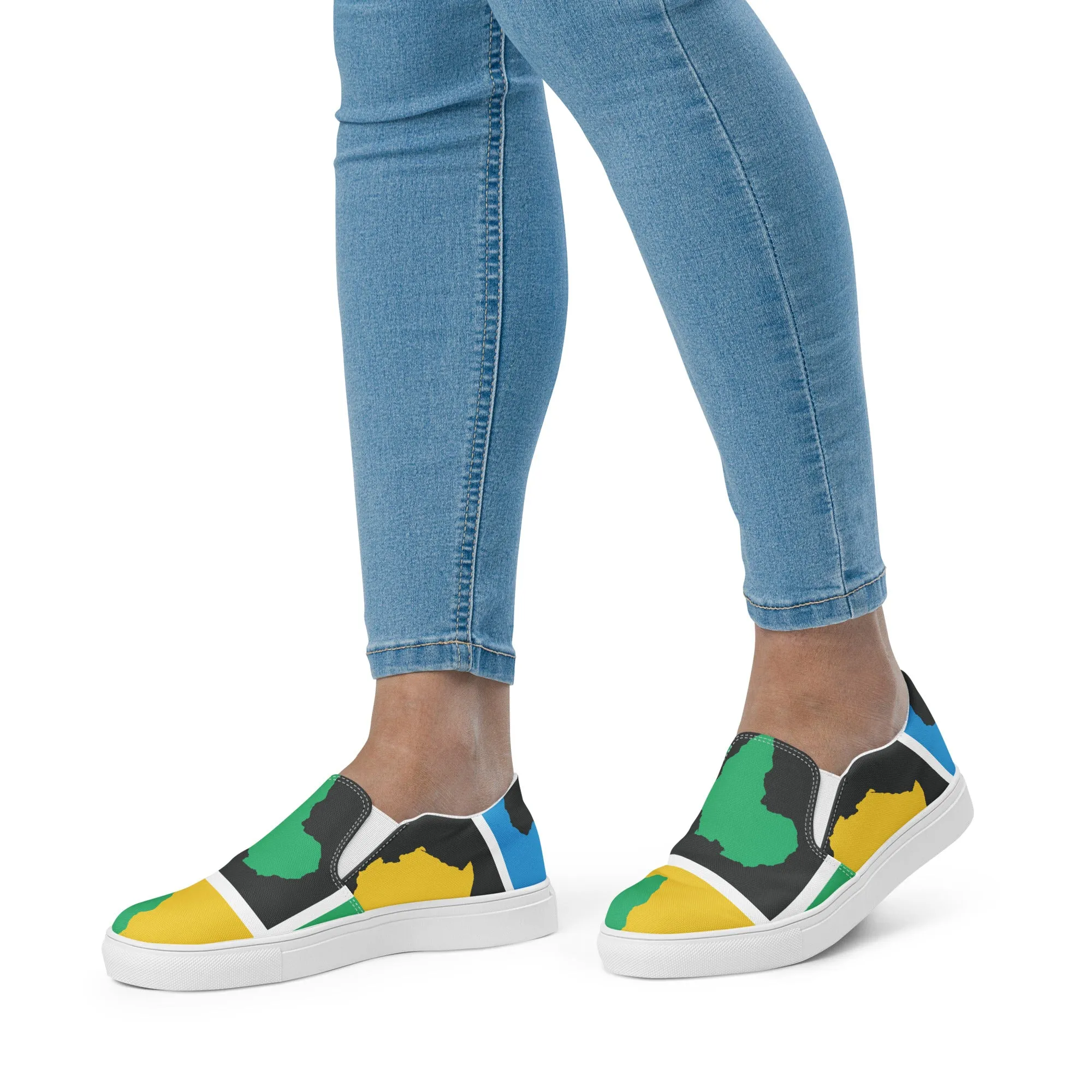 AFRICA WARHOL Women’s Slip-On Canvas Shoes (Yellow, Green, Turquoise)