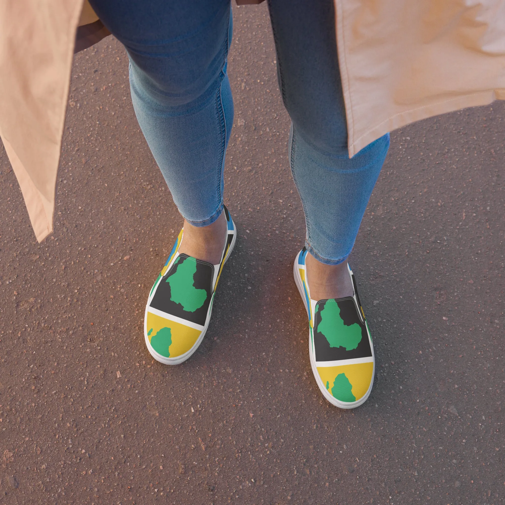 AFRICA WARHOL Women’s Slip-On Canvas Shoes (Yellow, Green, Turquoise)