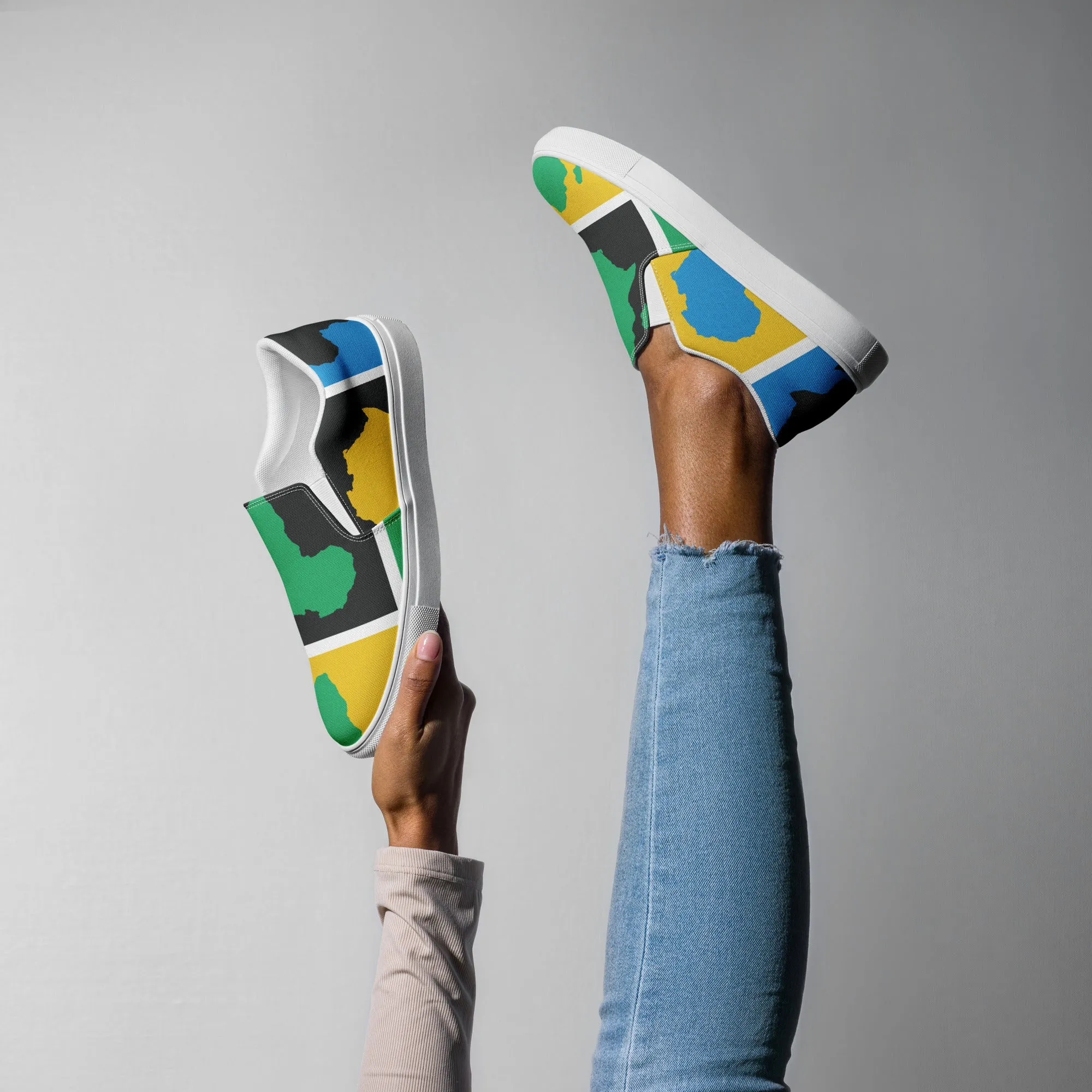 AFRICA WARHOL Women’s Slip-On Canvas Shoes (Yellow, Green, Turquoise)