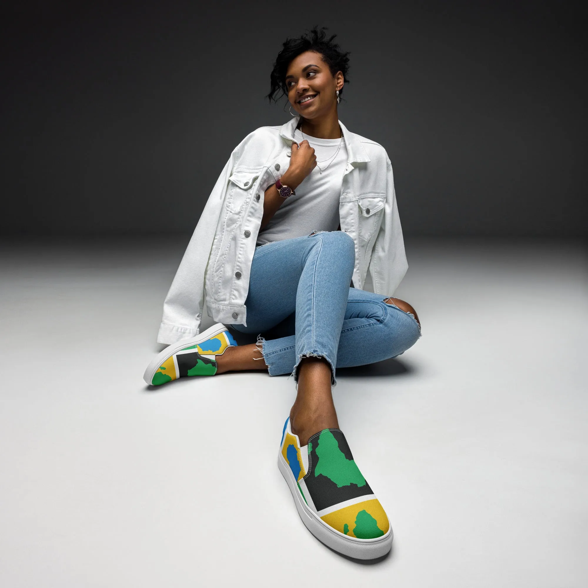 AFRICA WARHOL Women’s Slip-On Canvas Shoes (Yellow, Green, Turquoise)