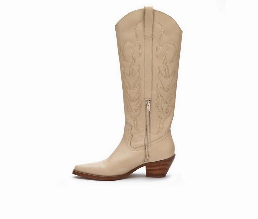 Agency Cowboy Boots - Ivory Seamless Upper sexy look