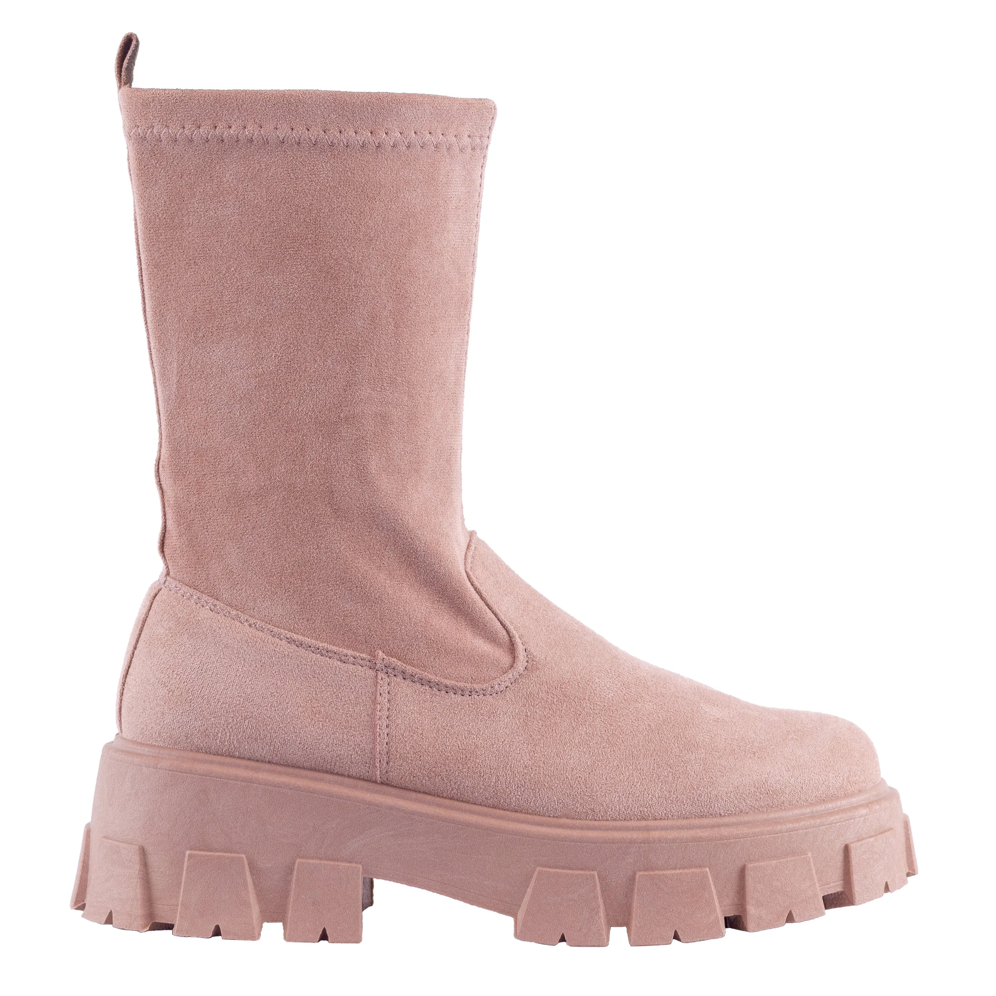 Aiko - Women's Pull On Style Faux Suede Combat Boots